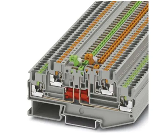 64-1666-57　Phoenix Contact CLIPLINE PTT Disconnect Terminal Block, 4 Way/Pole, Push In Terminals, 26 → 12 AWG NS 35/15, NS　3210258