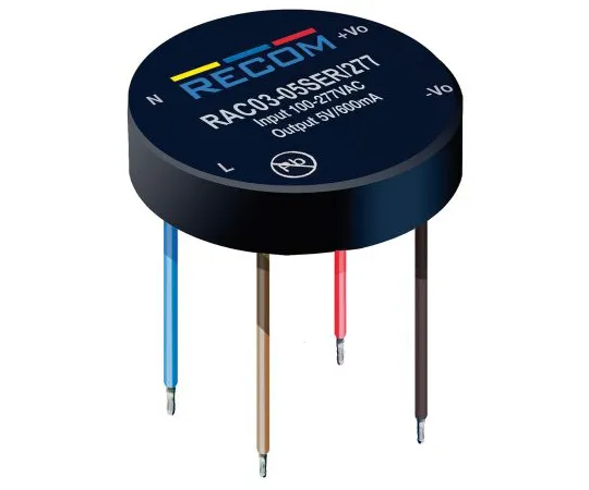64-1804-47　Recom 3W 1 Output Embedded Switch Mode Power Supply SMPS, 900mA, 3.3V dc Encapsulated　RAC03-3.3SER/277