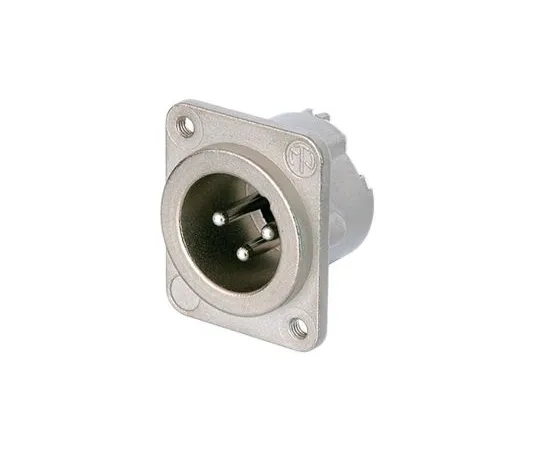 64-1800-82　Neutrik 3 Way Chassis Mount XLR Connector, Male, Silver over Nickel Plated Contacts, 