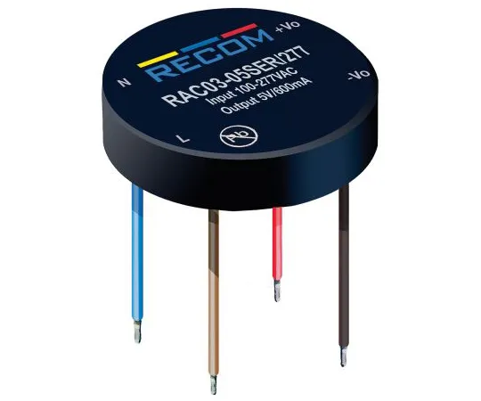 64-1804-48　Recom 3W 1 Output Embedded Switch Mode Power Supply SMPS, 125mA, 24V dc Encapsulated　RAC03-24SER/277