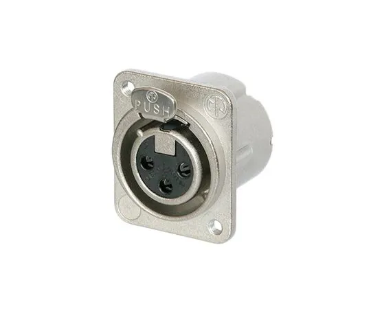 64-1800-81　Neutrik 3 Way Chassis Mount XLR Connector, Female, Silver over Nickel Plated Contacts, 