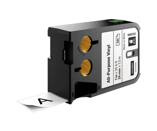 64-1780-82　Dymo XTL Black on White Industrial Vinyl Tape, 24 mm Width, 7 m Length　1868753
