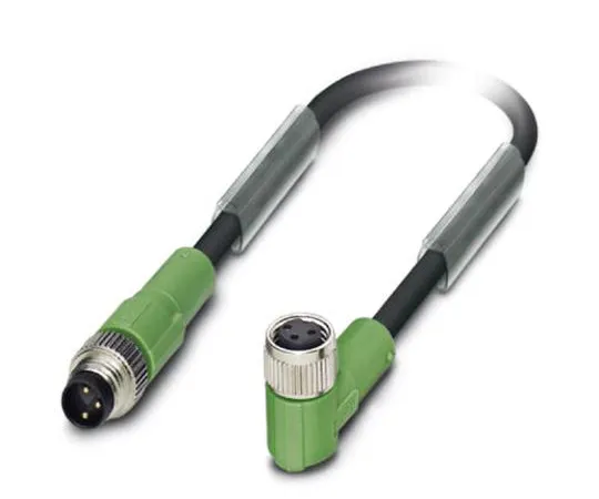 64-1782-72　Phoenix Contact, SAC-3P-M 8MS/1.5-PVC/M 8FR Series, Right Angle M8 to Straight M8 Cable assembly, 3 Core 1.5m Cable　1415889