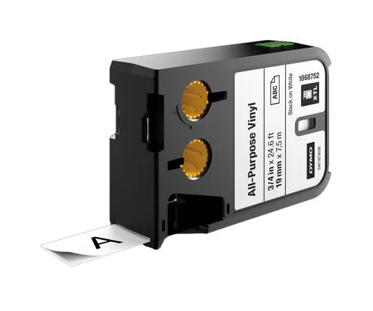 64-1780-80　Dymo XTL Black on White Industrial Vinyl Tape, 19 mm Width, 7 m Length　1868752
