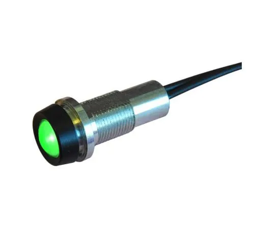 64-1790-75　Oxley Green Indicator, Flying Leads Termination, 24 V ac/dc, 10.2mm Mounting Hole Size, IP68　STR/LH10/24/FL30/H/GN